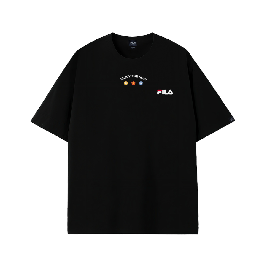 FILA T Shirts Unisex Black Crew Neck Moderate Straight Fit