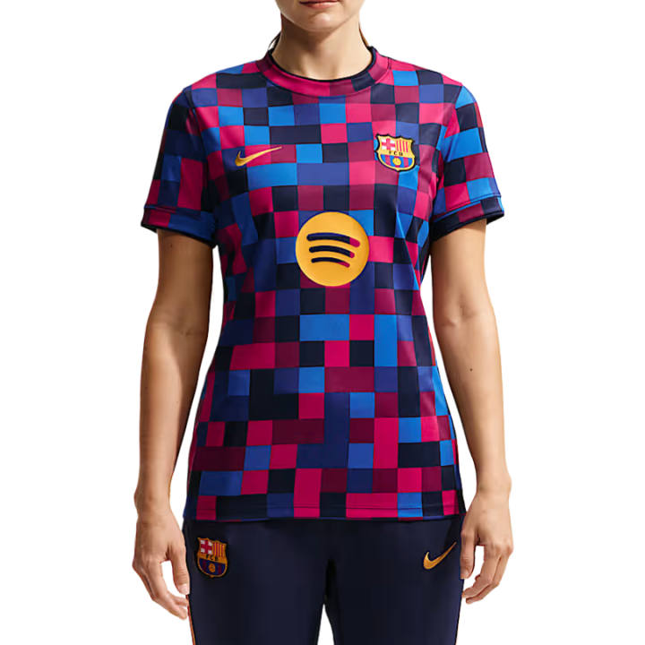 Nike Nike Barcelona Soccer Jerseys Women's Noble Red/Noble Red/Blackened Blue/Mineral Yellow Crew Neck