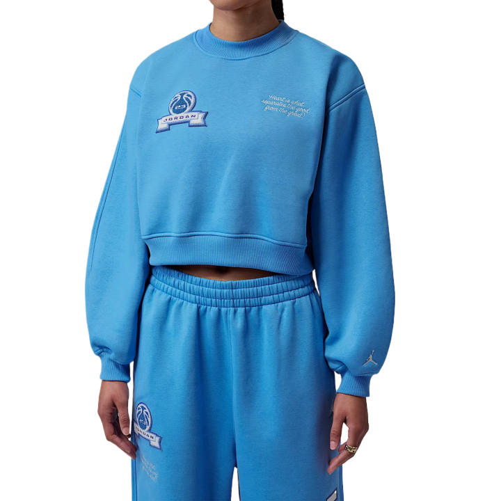 Jordan Jordan Brooklyn Fleece Sweatshirts Women's Blue Transcend/Canvas Crew Neck Moderate
