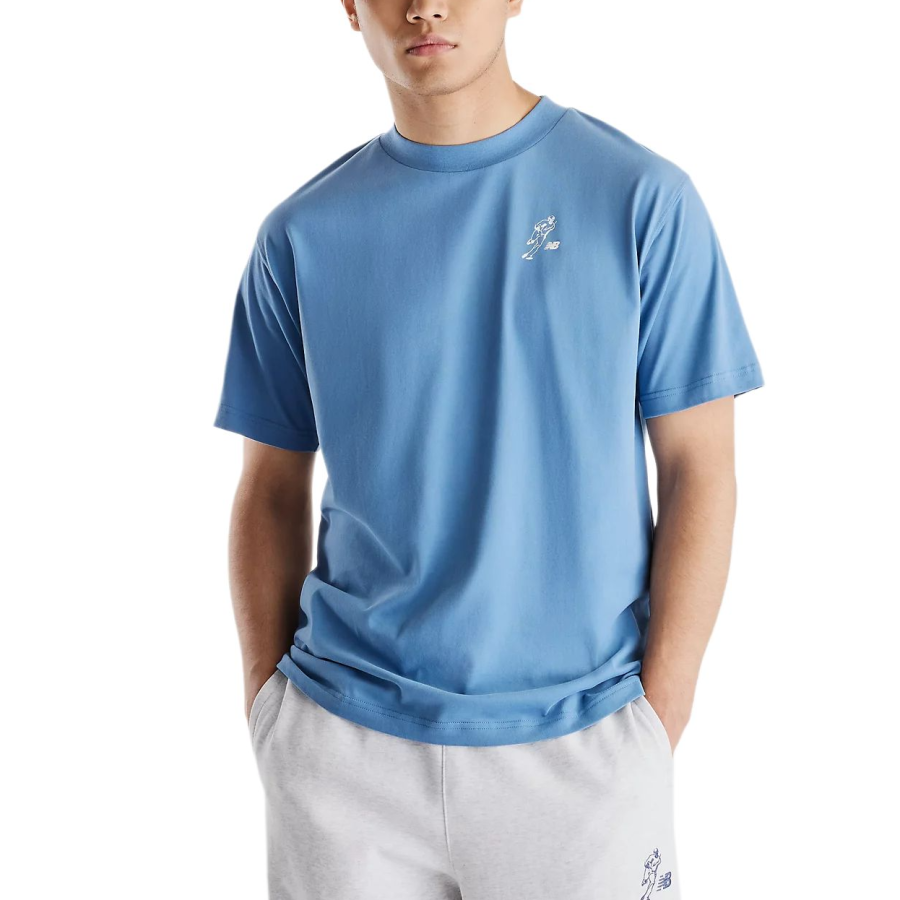 New Balance New Balance Quick Dry T Shirts Men's Pale Egret Blue Crew Neck Moderate
