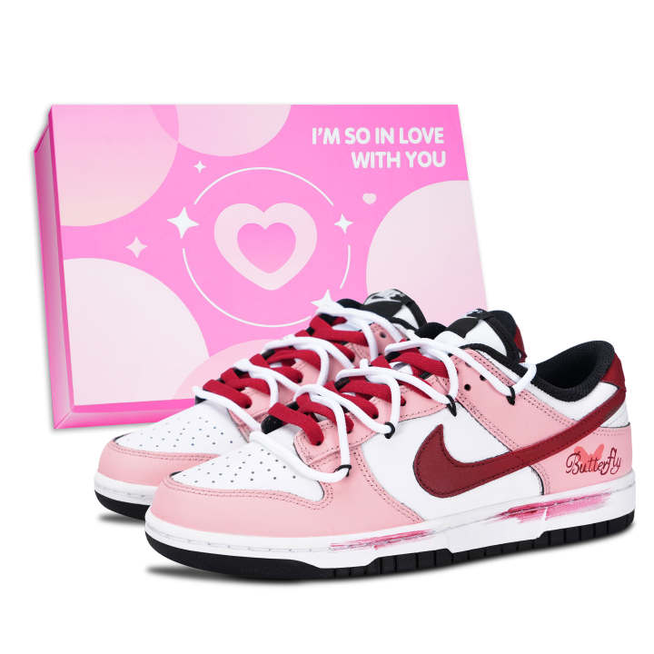Nike Nike Dunk Skateboard Shoes Unisex Low Top Pink/Red/White
