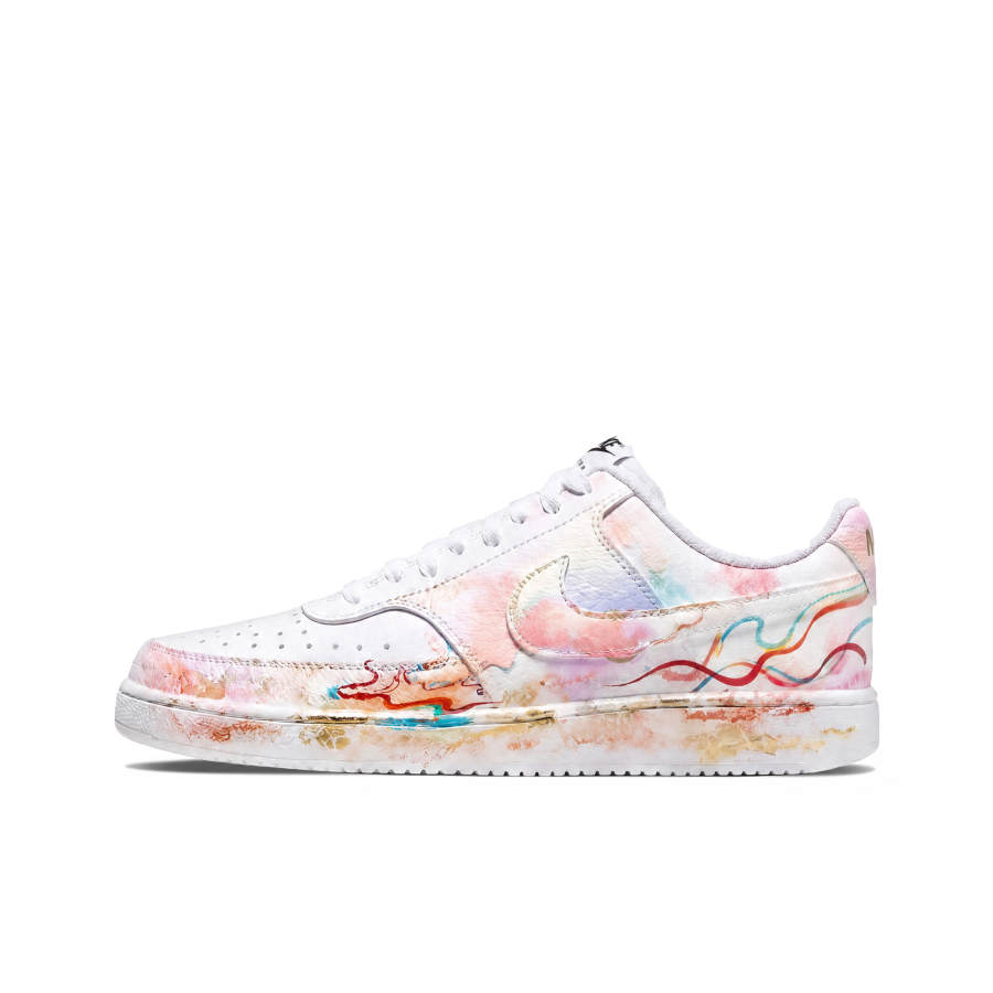 Nike Nike Court Vision 1 Skateboard Shoes Men's Low Top White Multicolor Blended Graffiti Colorway