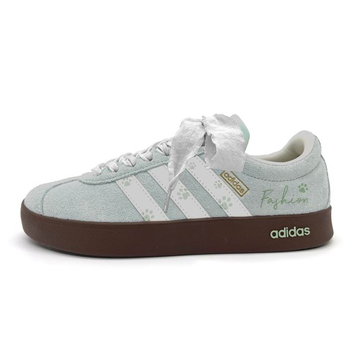 Adidas Adidas Vl Court Classic German Army Trainers Unisex Low Top Light Blue Brown Color Block