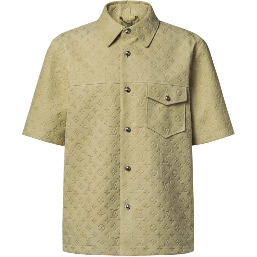 LOUIS VUITTON Monogram Shirts Men's Yellow Lapel Moderate Straight Fit