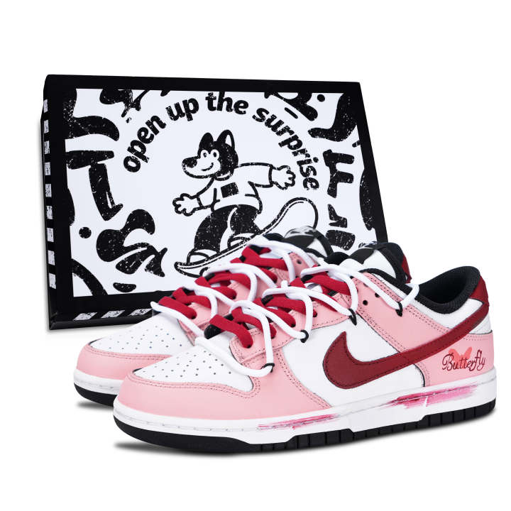Nike Nike Dunk Skateboard Shoes Unisex Low Top Pink/Red/White