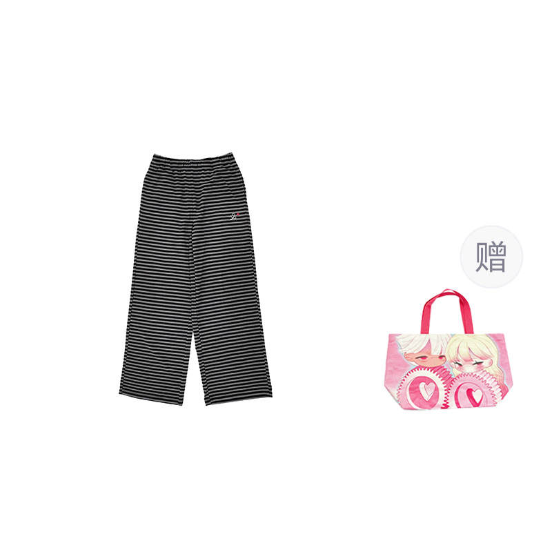 NSTNEW START Casual Pants Women's Black Gray Stripes Moderate