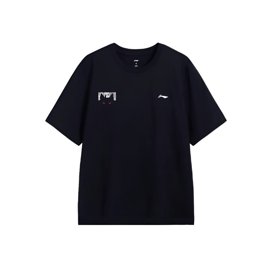 Li-Ning Li Ning T Shirts Unisex Black Crew Neck Moderate