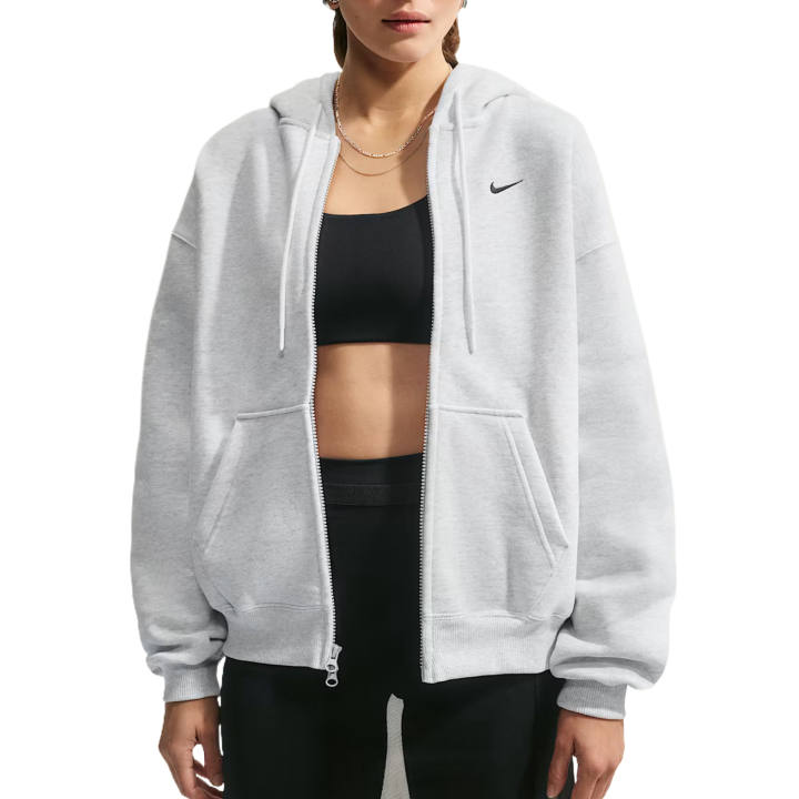 Nike Nike Sweatshirts Women's Birch Heather Gray/Black Hooded Non Detachable Moderate