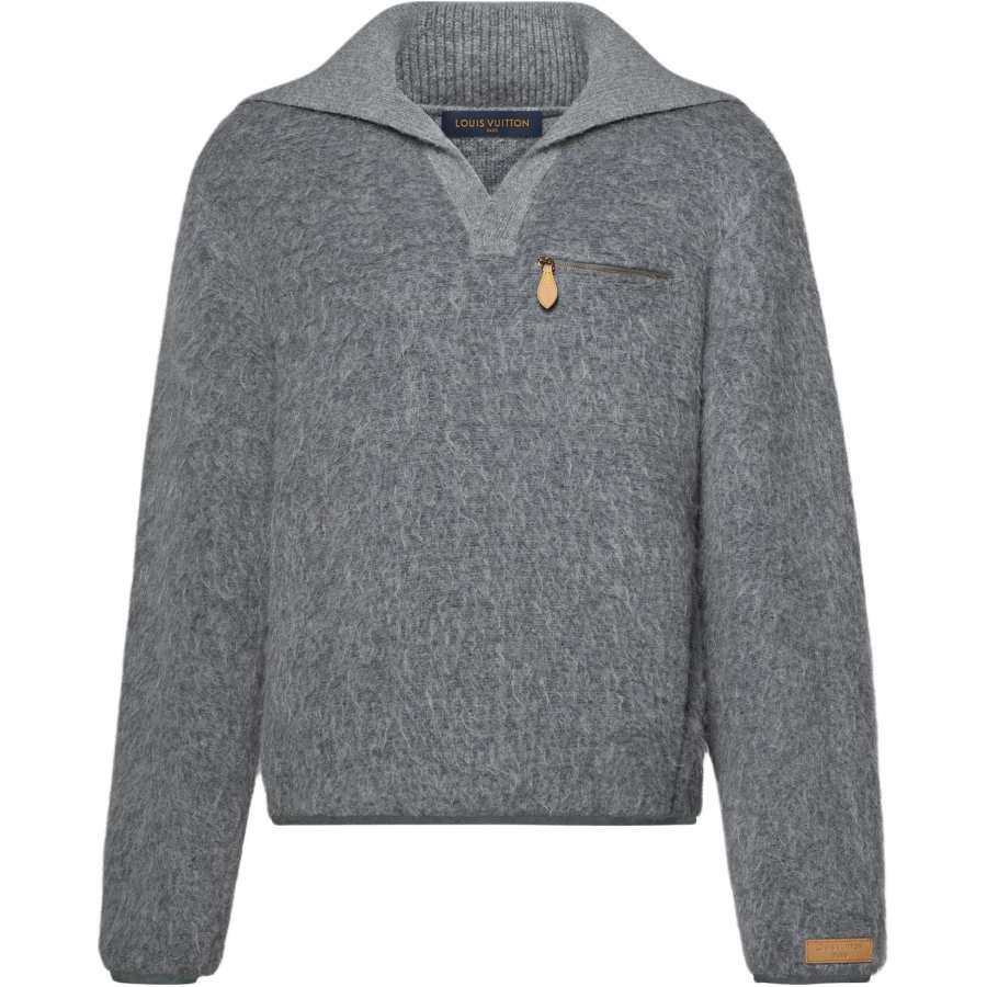 LOUIS VUITTON Sweatshirts Men's Gray V Neck Moderate