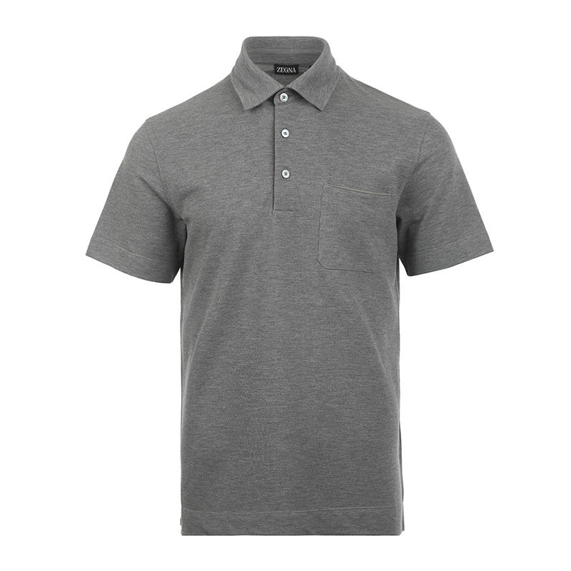 Ermenegildo Zegna Polo Shirts Men's Gray Polo Collar Moderate Straight Fit