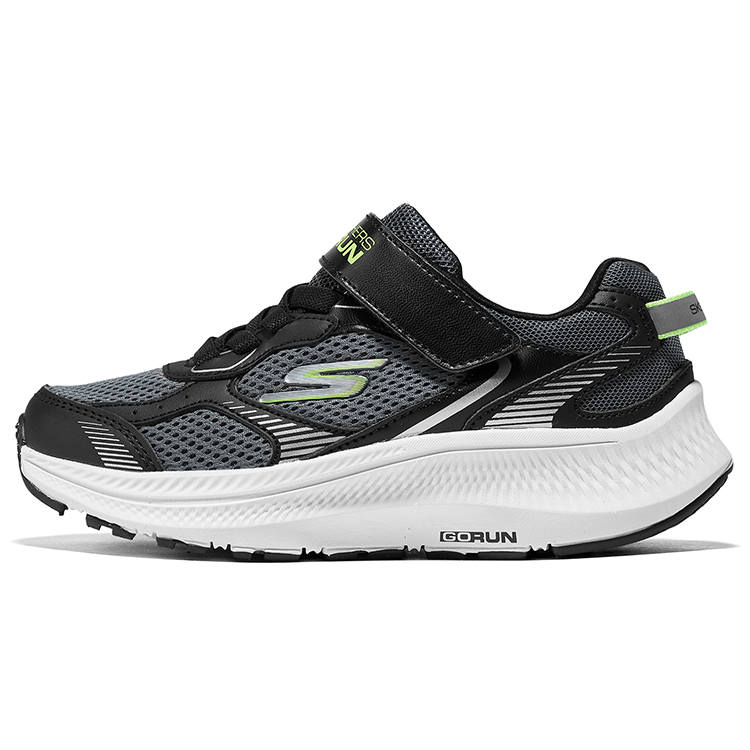 Skechers Kids Synthetic Leather, Textile Abrasion Resistant Low top Kids Lifestyle Shoes Black/Charcoal Gray Teenagers