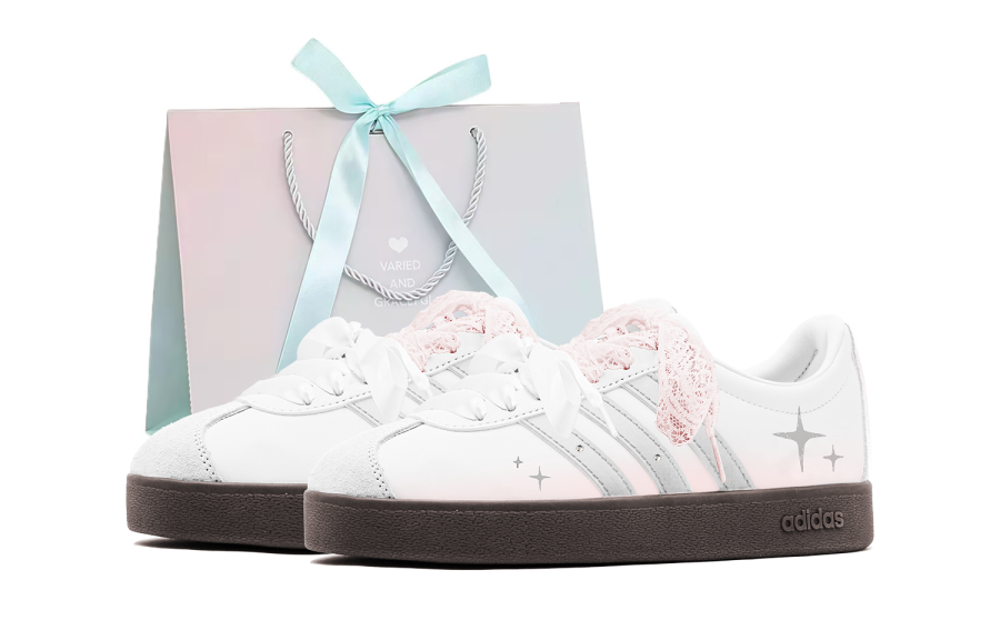 Adidas Neo VL Court 2.0 German Army Trainers Unisex Low Top White/Silver/Pink