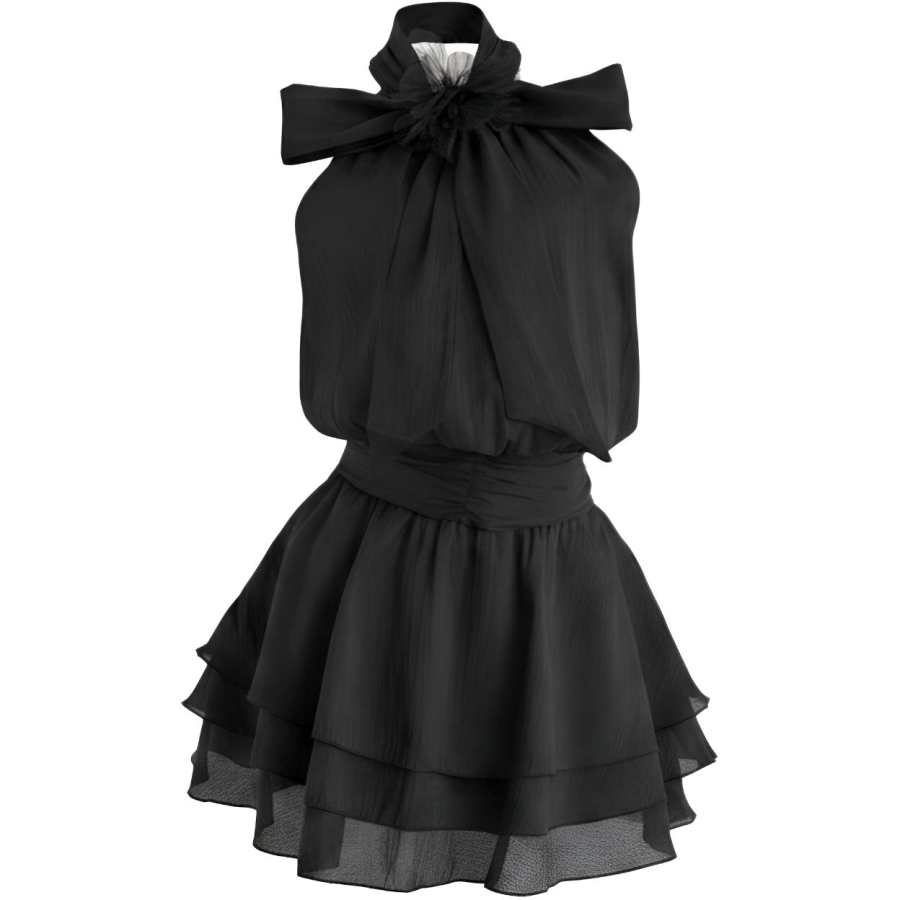 CHARM GLOW Sleeveless Dresses Women's Halter Moderate Short Skirt A Line Skirt