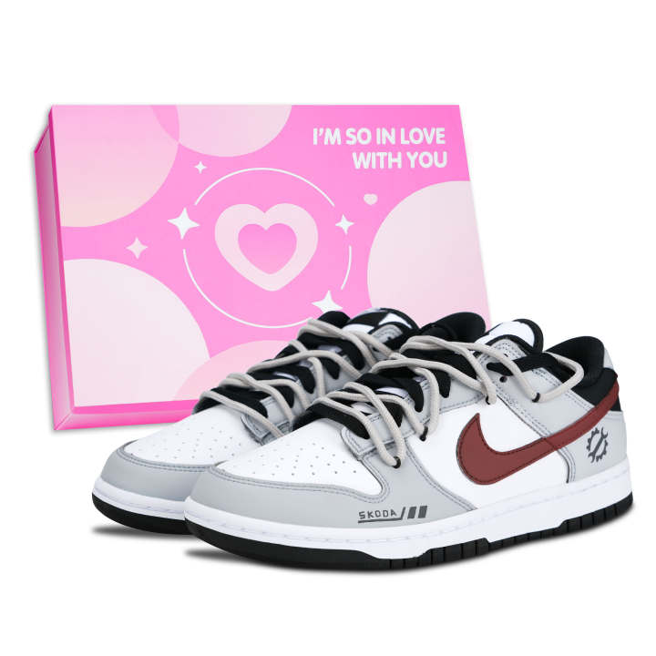 Nike Nike Dunk Skateboard Shoes Unisex Low Top Gray/White/Red