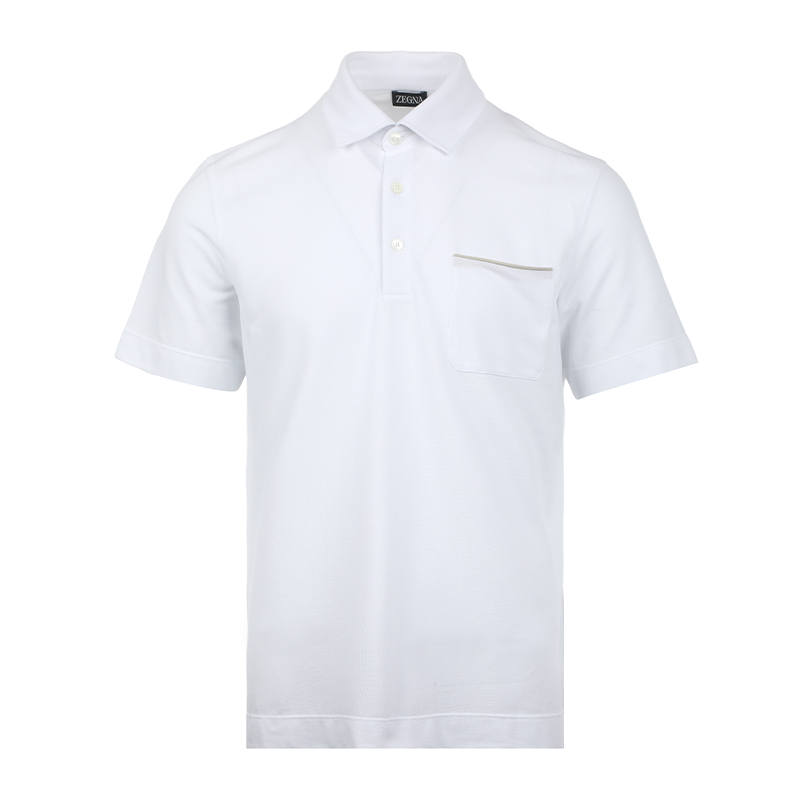 Ermenegildo Zegna Polo Shirts Men's White Polo Collar Moderate Straight Fit