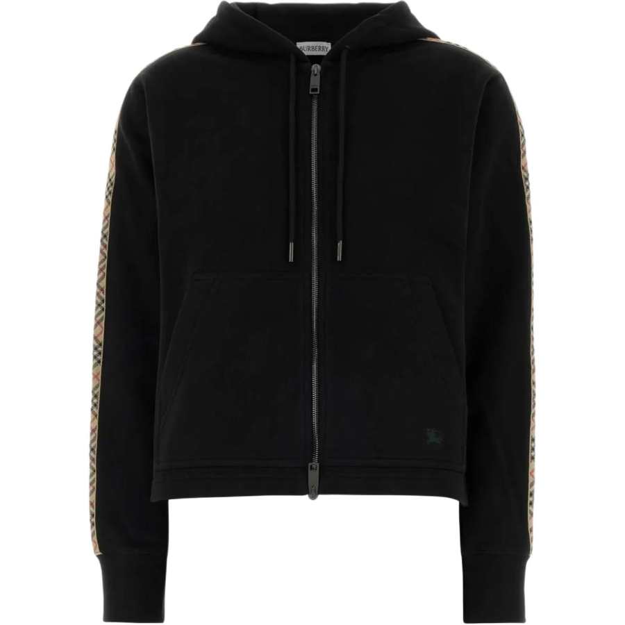 Burberry Sweatshirts Women's Black Hooded Non Detachable Moderate Straight Fit