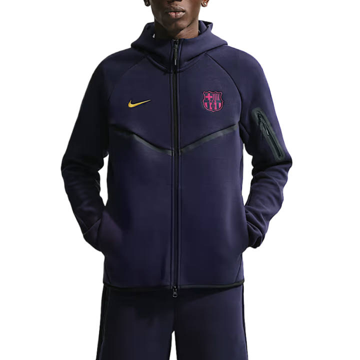 Nike Nike WINDRUNNER Sweatshirts Men's Blackized Blue/Mineral Yellow Hooded Non Detachable Moderate