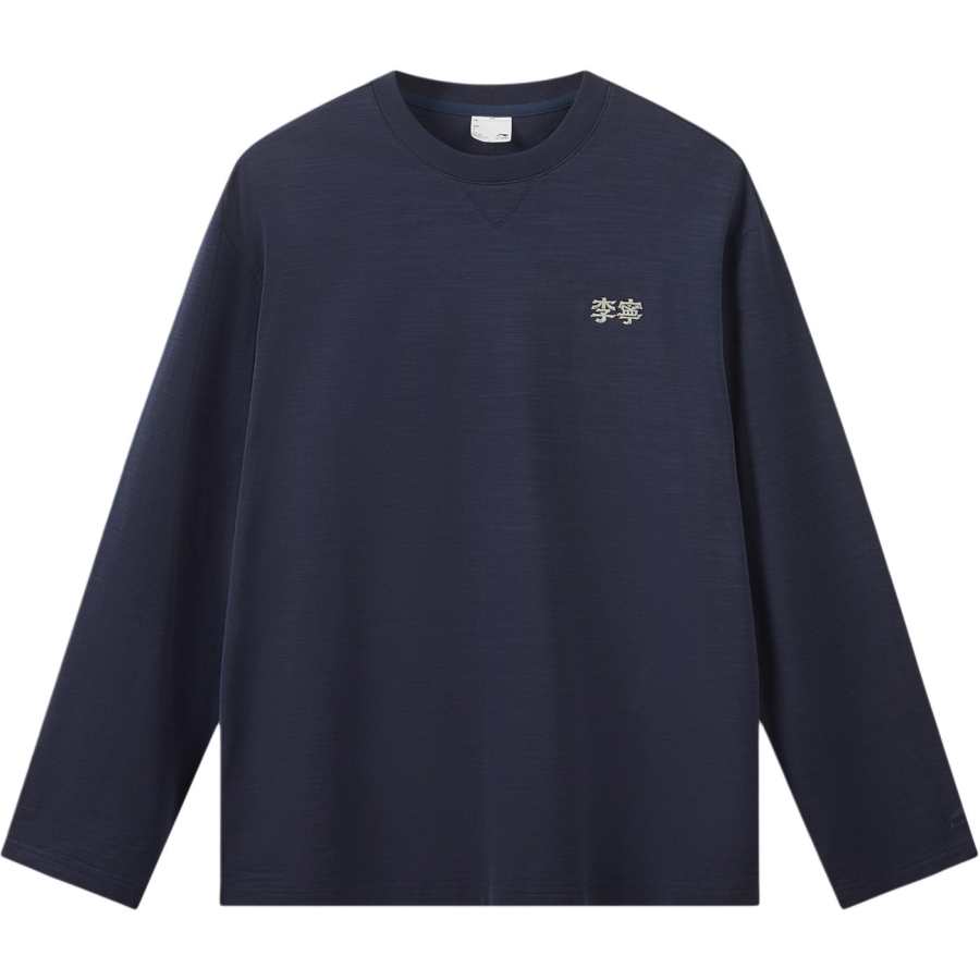 Li-Ning Li Ning Sports Life Collection T Shirts Unisex Lighthouse Blue Crew Neck Moderate Straight Fit