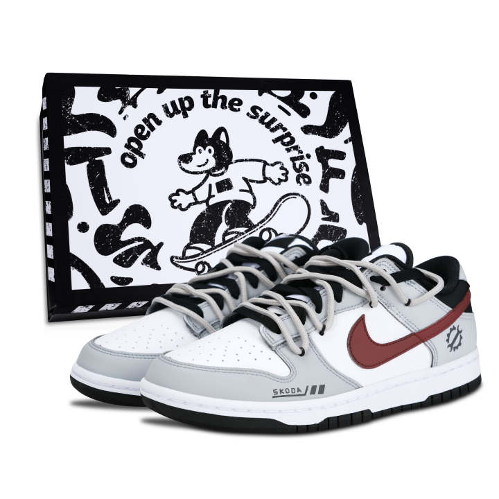 Nike Nike Dunk Skateboard Shoes Unisex Low Top Gray/White/Red