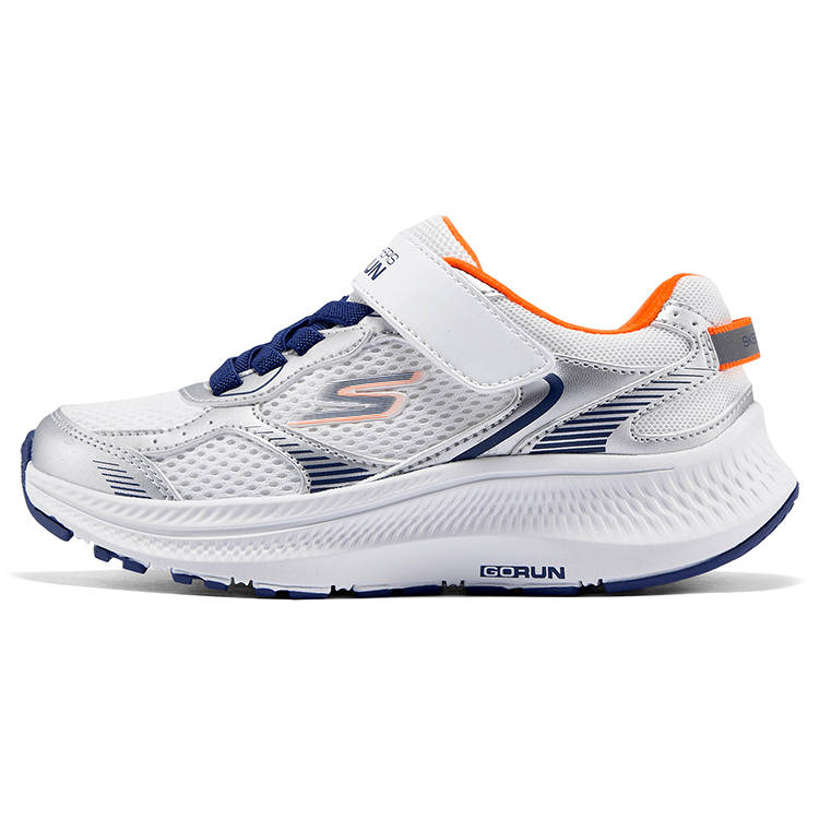Skechers Kids Abrasion Resistant Lightweight Cushioning Slip Resistant Low top Casual Shoes Silver Orange Teenagers