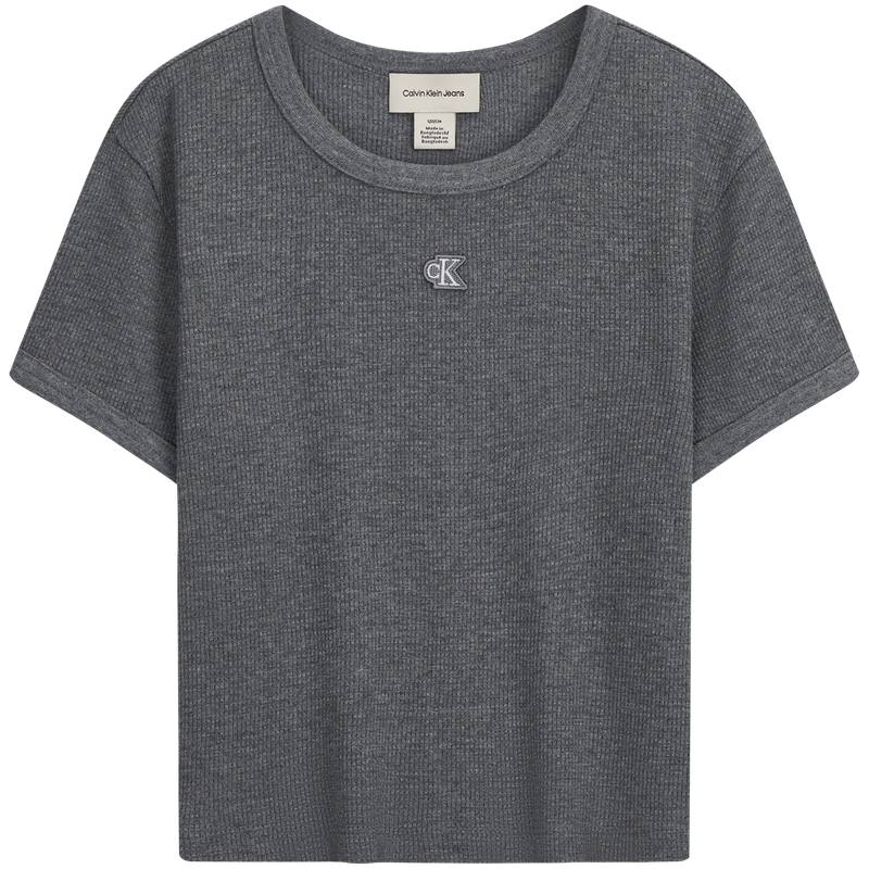 Calvin Klein T Shirts Women's P7E Hero Gray Crew Neck Moderate