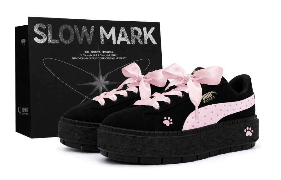 PUMA Platform Trace Skateboard Shoes Women's Low Top Pink