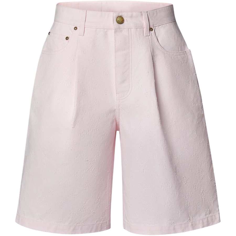 LOUIS VUITTON Monogram Denim Shorts Men's Pink Moderate