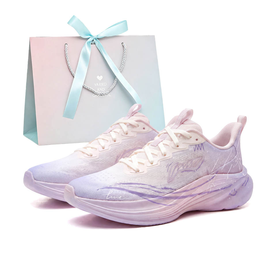 Li-Ning Li Ning Light Breeze Running Shoes Women's Low Top Pink Purple Gradient Fresh Colorway