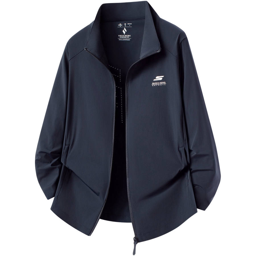 Skechers Cooling Collection Sun Protection Clothing Unisex Navy Blue 01TR Stand Collar Thin Straight Fit