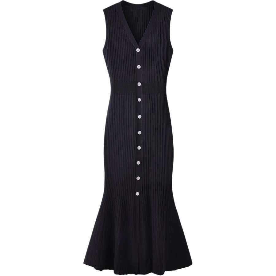 CHARM GLOW Sleeveless Dresses Women's V Neck Moderate Long Skirt A Line Skirt