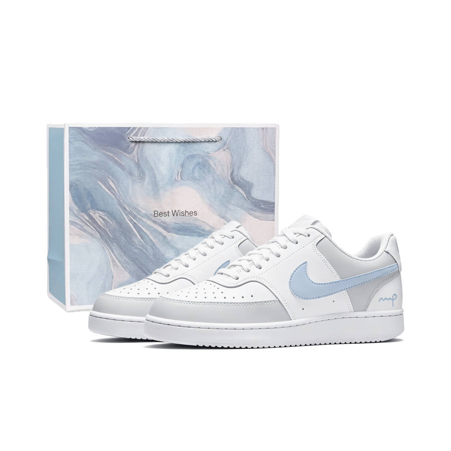 Nike Nike Court Vision 1 Skateboard Shoes Unisex Low Top Light Gray Blue