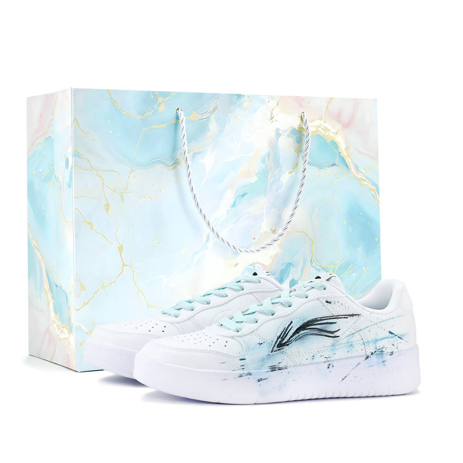 Li-Ning Li Ning Floating Boat Skateboard Shoes Men's Low Top White Blue Black Ink Splatter Gradient Colorway
