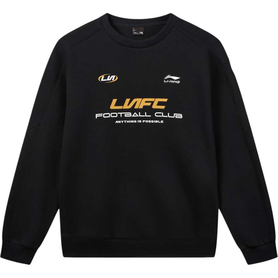 Li-Ning Li Ning Sports Life Collection Sweatshirts Unisex Black Crew Neck Moderate Straight Fit