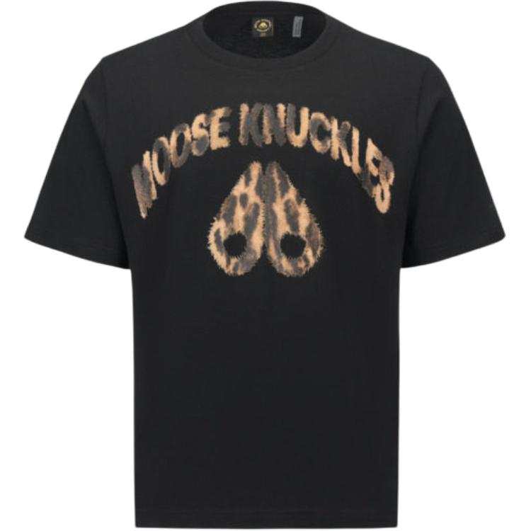 Moose Knuckles T Shirts Men's Black Crew Neck Moderate