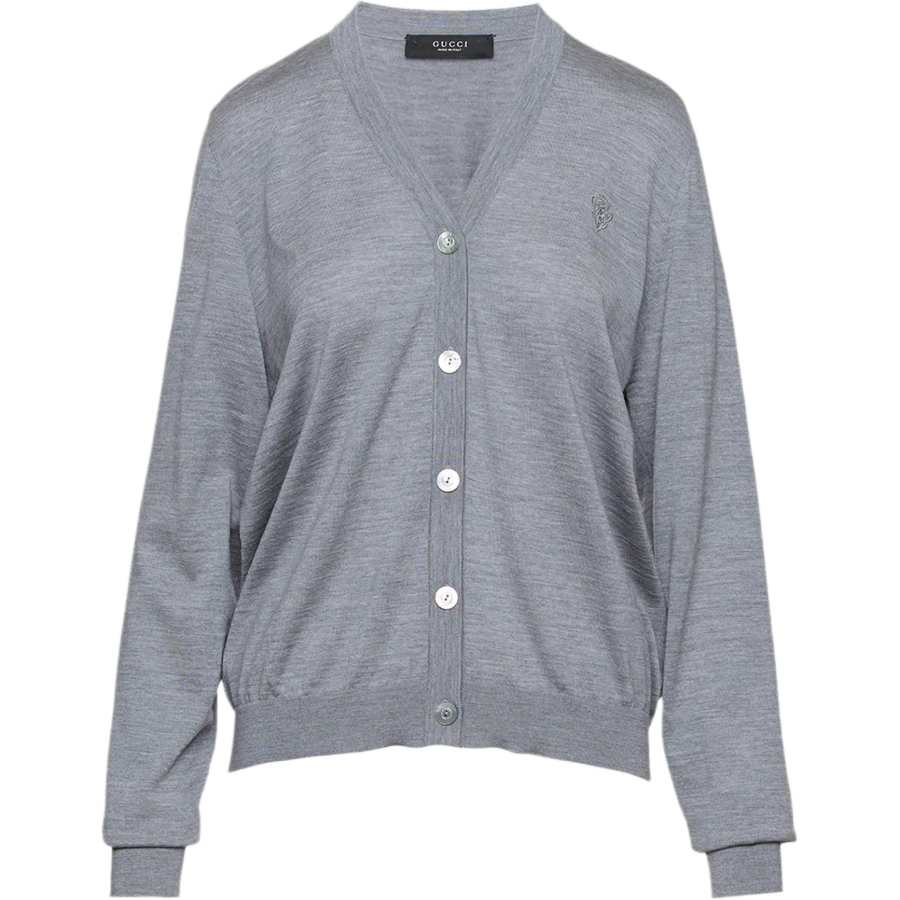 GUCCI Knitwear Unisex Gray V Neck Moderate Straight Fit