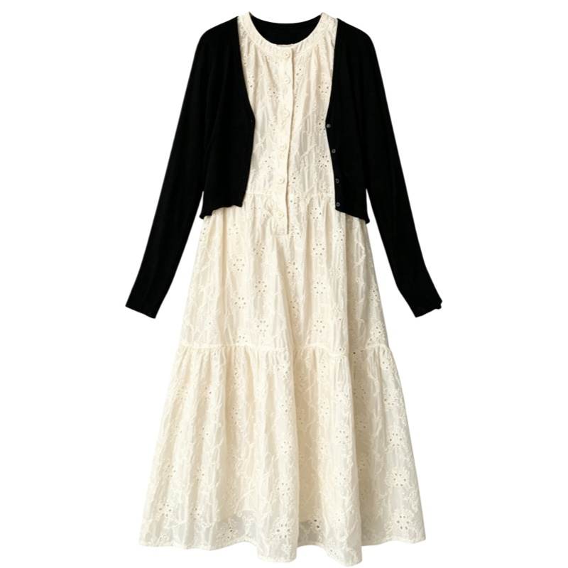 CPAURA Two Piece Skirt Sets Women's Moderate Long Skirt
