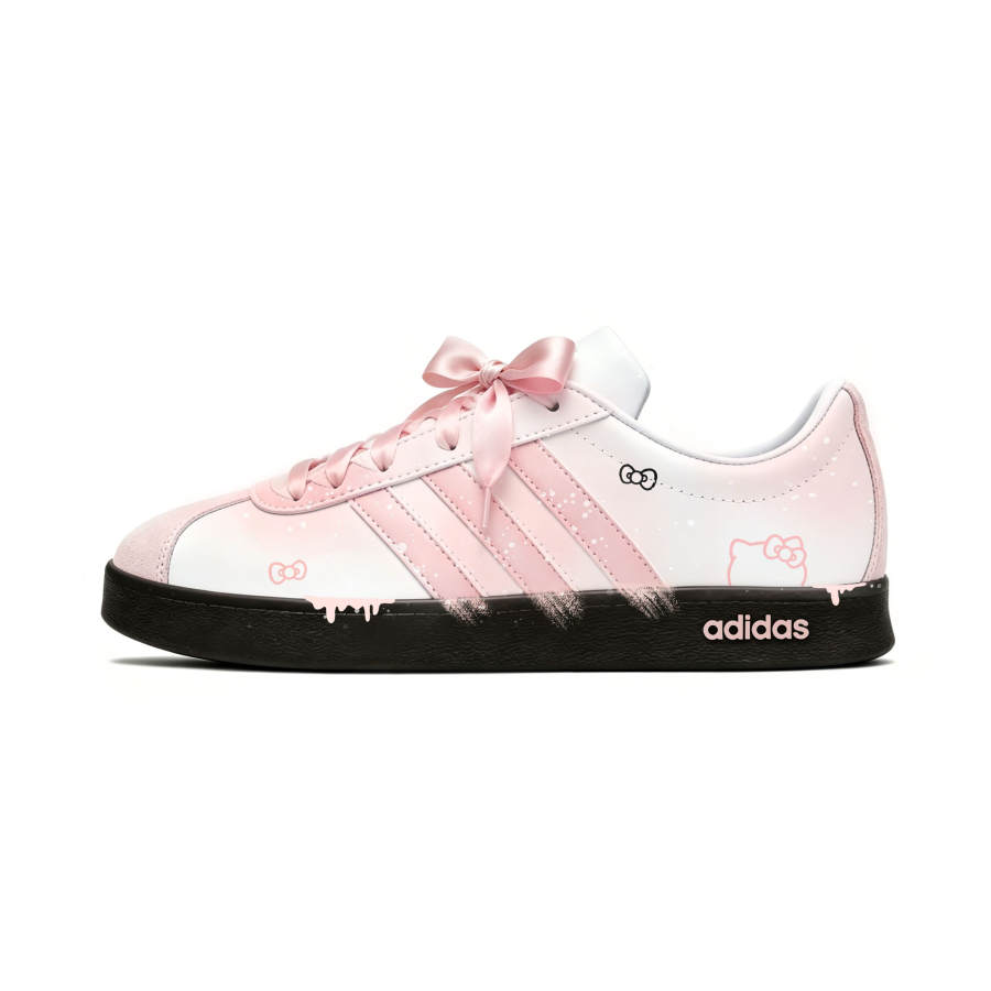 Adidas Adidas Vl Court Classic Skateboard Shoes Women's Low Top Pink White Black Gradient Colorway