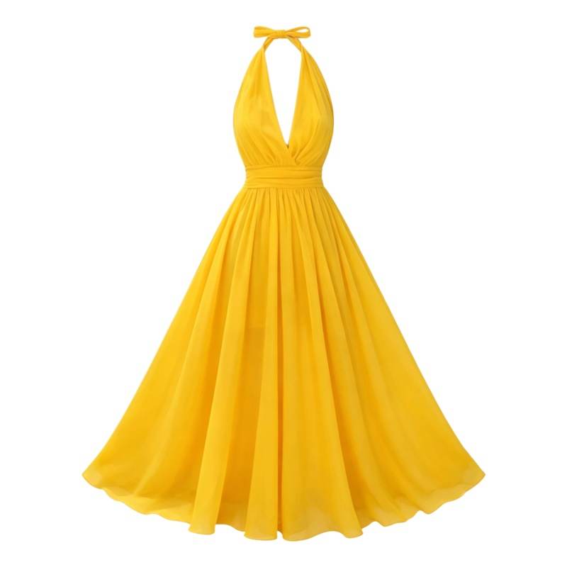 CPAURA Sleeveless Dresses Women's Image Color Halter Moderate Long Skirt A Line Skirt