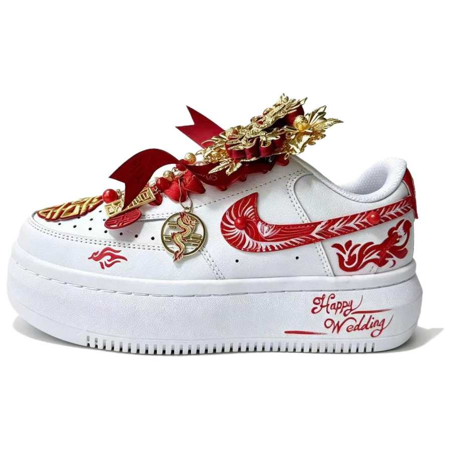 Nike Nike Court Vision 1 Skateboard Shoes Women's Low Top White Red Gold Color Block