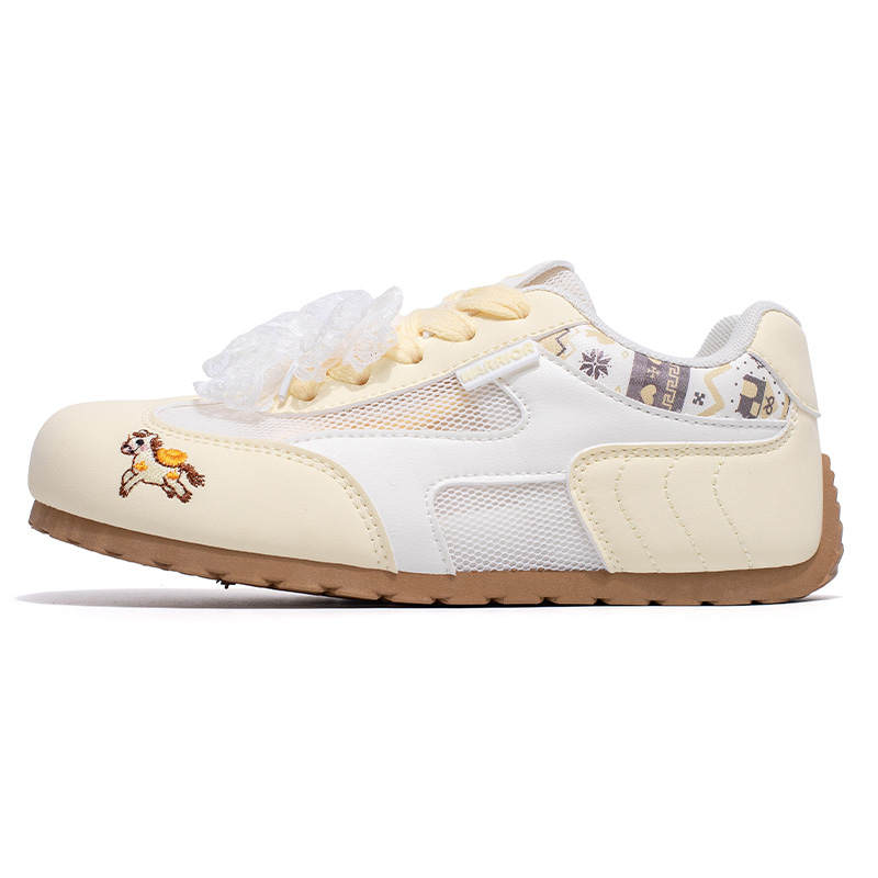 WARRIOR German Army Trainers Women's Low Top Yellow Beige/Pink Beige/Blue Beige