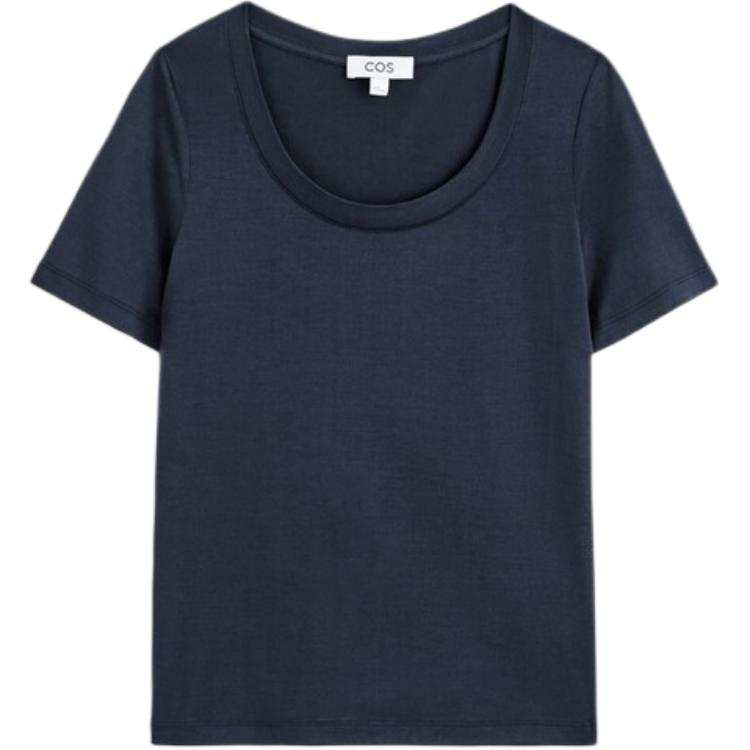 COS T Shirts Women's Blue Crew Neck Moderate Straight Fit