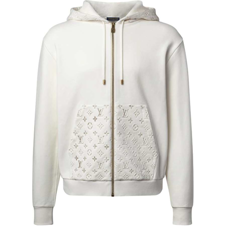 LOUIS VUITTON Monogram Sweatshirts Men's Milk White Hooded Non Detachable Moderate Other