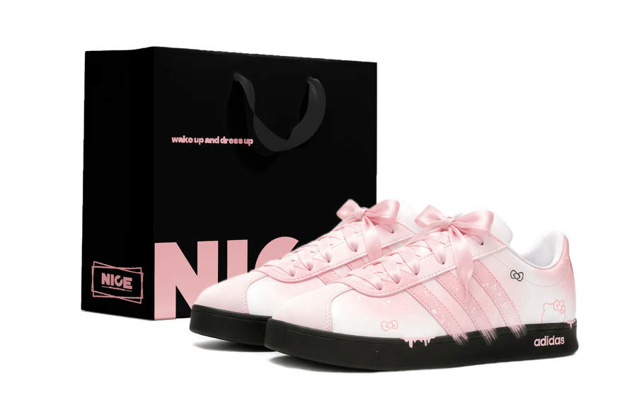 Adidas Adidas Vl Court Classic Skateboard Shoes Women's Low Top Pink White Black Gradient Colorway