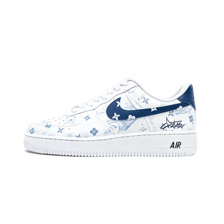 Nike Nike Air Force 1 Skateboard Shoes Unisex Low Top White Blue And White Porcelain Colorway