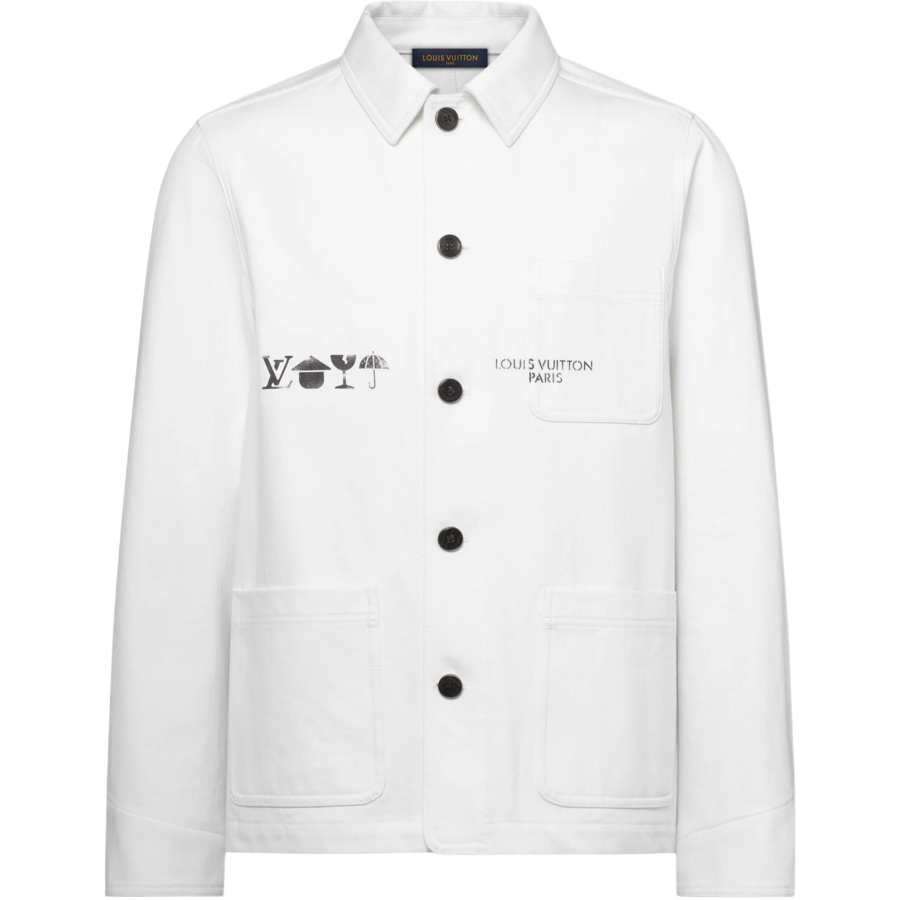 LOUIS VUITTON Jackets Men's White Lapel Moderate Straight Fit