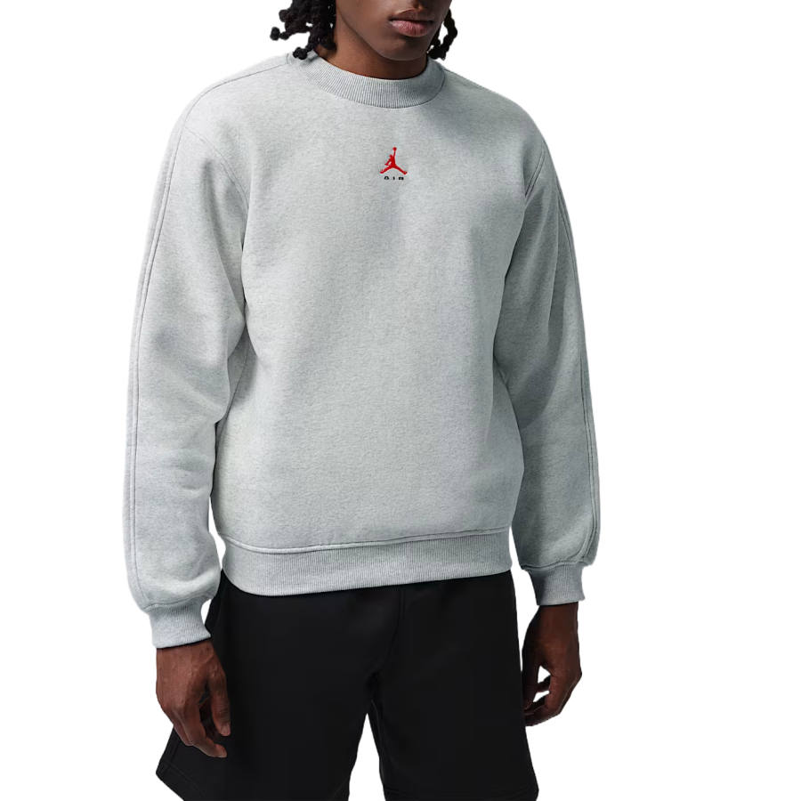 Jordan Jordan Brooklyn Sweatshirts Men's Neutral Gray/Juniper Gray/University Red Crew Neck Moderate