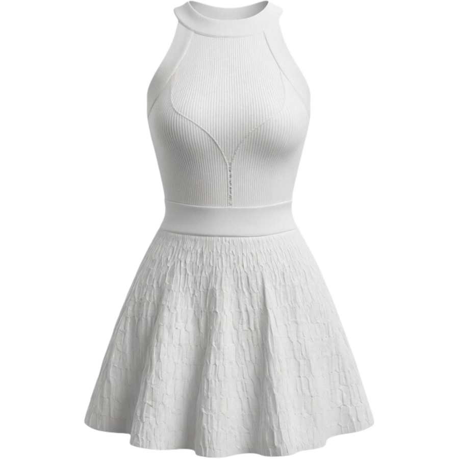 CHARM GLOW Sleeveless Dresses Women's Halter Moderate Short Skirt A Line Skirt