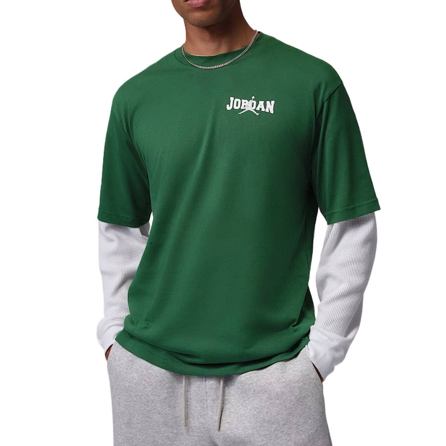 Jordan Jordan Brooklyn T Shirts Men's Canyon Green Crew Neck Moderate