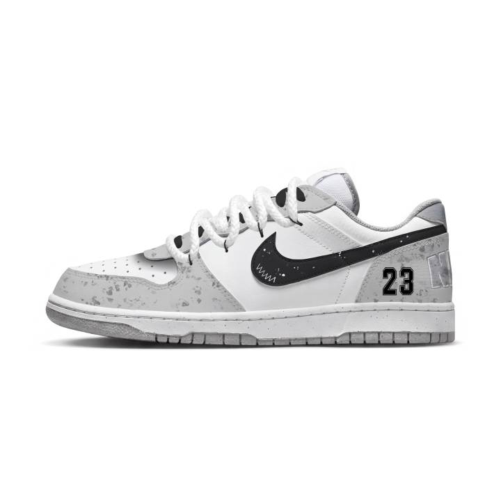 Nike Nike Big Low Lux Skateboard Shoes Men's Low Top White Gray Black Ink Splatter Colorway