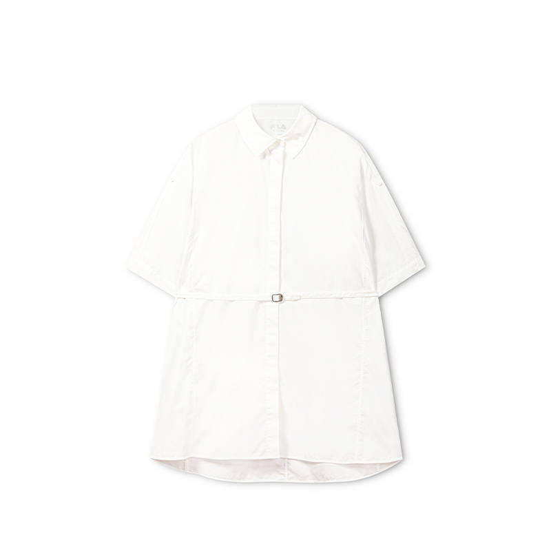 FILA MILANO Short Sleeved Dresses Women's Cloud White Lapel Moderate Midi Dress Other